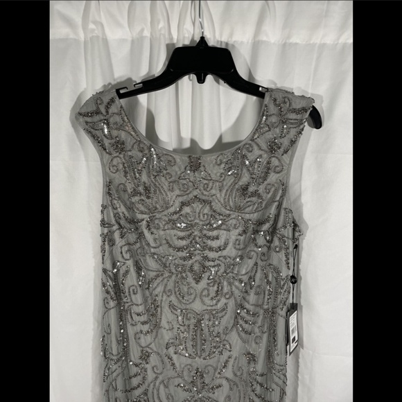 NWT Adrianna Papell Beaded‎ Embellished Mermaid Gown in Blue Mist [SZ 16 ] - Picture 5 of 10